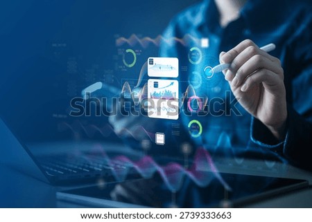 Abstract artificial intelligence data stream concept with digital interface and information flow. Represents big data processing, analytics, database transfer, and advanced technology visualization.