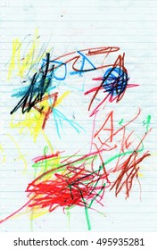 Abstract Artwork of the Preschool Children - Scribble with crayons , Baby works , Childs development