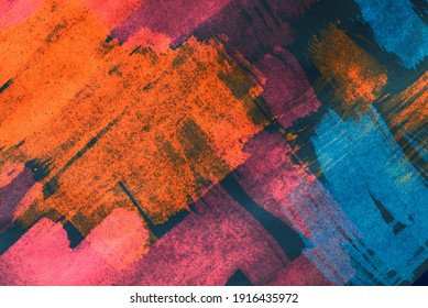 Abstract background with acrylic paint on canvas, grunge background with space for text or image, spots of watercolor paint, colorful bright texture. - Shutterstock ID 1916435972