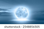 Abstract background of amazing full moon over the sea at sunset "Elements of this image furnished by NASA "