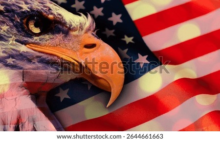 Abstract background of american flag with eagle head