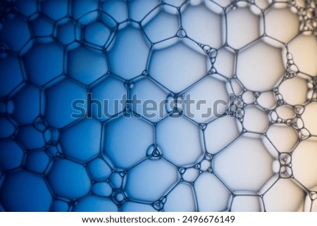Abstract background bio technology, macro photography foam and water with gradient background. Molecule multicolor backgorund