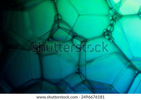 Abstract background bio technology, macro photography foam and water with gradient background. Molecule multicolor backgorund