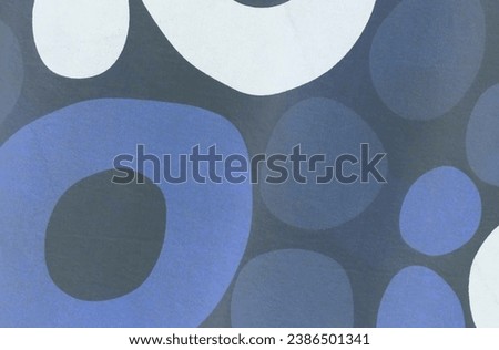 Abstract background of blue circles on cotton fabric