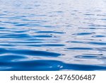 Abstract background with blue waves and natural ripples on the water. The rich dark blue color of river, lake or sea water. The water surface.