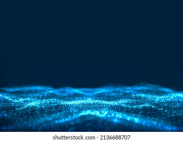 Abstract Background - Blue Waves and Particles - Technology - Light