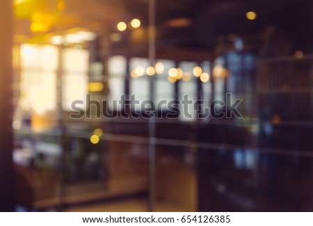 Abstract Background bokeh in sliding glass door Interior office blured, shallow depth of focus.