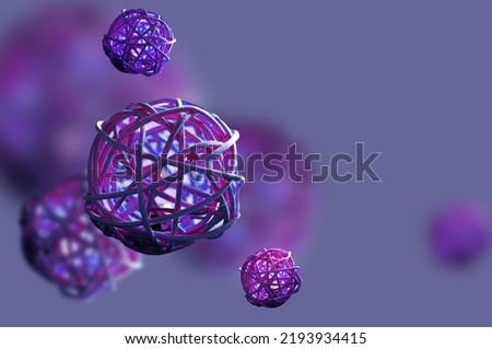Abstract background with chemical elements. Molecules of atoms on a blue background