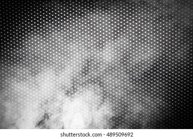 Abstract background circle button in the dark with smoke.
