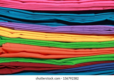 Rainbow Clothes Background Pile Bright Folded Stock Photo (Edit Now ...