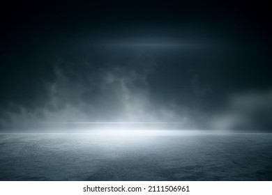 Abstract background with concrete ground and foggy clouds and mock up place. Landing page concept - Shutterstock ID 2111506961