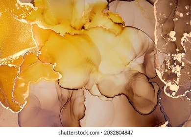 Abstract Background. Drawing In The Style Of Alcohol Ink. Liquid Marble Texture. Modern Art. . Fluid Art. Close-up Of The Painting.