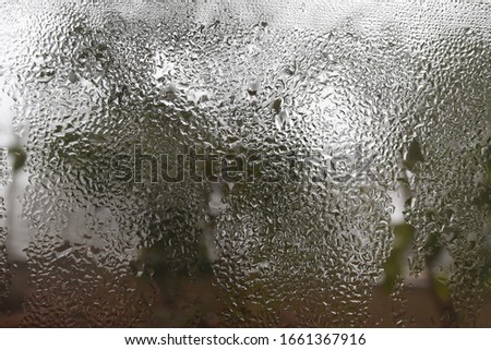 abstract background: droplets on a clod glass in winter