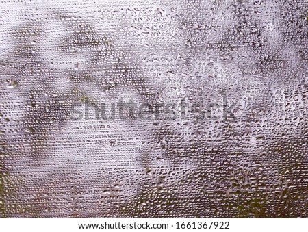 abstract background: droplets on a clod glass in winter