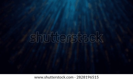 Abstract background featuring dynamic blue light rays shining downwards, creating a sense of depth and wonder with scattered bokeh lights.