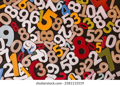 An abstract background featuring glowing digital numbers in blue tones. The seamless pattern resembles computer code, data streams, and futuristic technology
