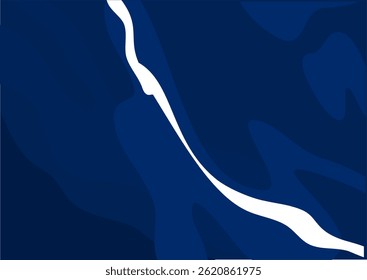 An abstract background featuring layered dark blue contour shapes with a smooth white flowing line cutting through the center. This minimalist and fluid design evokes a sense of movement, depth 
