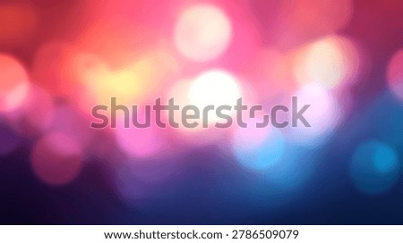 Abstract background featuring soft circular bokeh light spots in a gradient of pink orange and blue colors