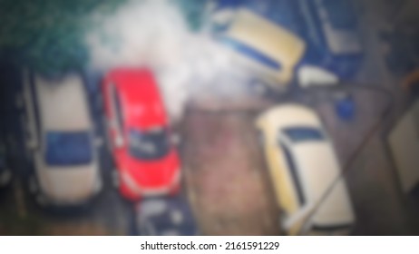 Abstract background of fogging of dengue fever mosquitoes, carried out in a parking lot, in a building in Jakarta, Indonesia. - Powered by Shutterstock