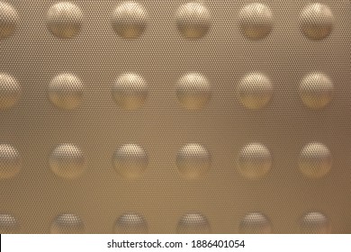 Abstract Background Of Golden Embossed Plastic Surface Close Up