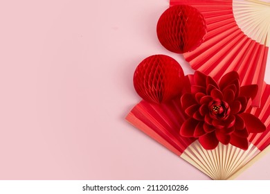 Abstract Background With Hand Paper Fan For Product Presentation.