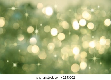 Abstract Background Of Holiday Lights/green