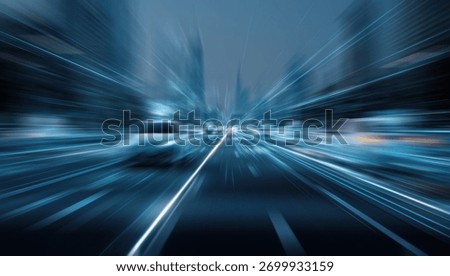 Abstract background with light trails and motion blur showing speed and technology in the city.
