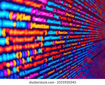 Abstract background with lights. Pixelated data stream on digital interface with binary code, encryption concept, and glowing dots. Binary background. Rays of light, sparkles, electricity.