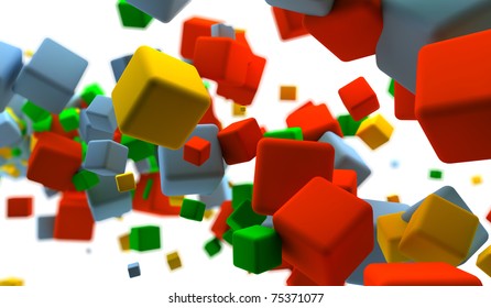 Abstract background with many colored cubes