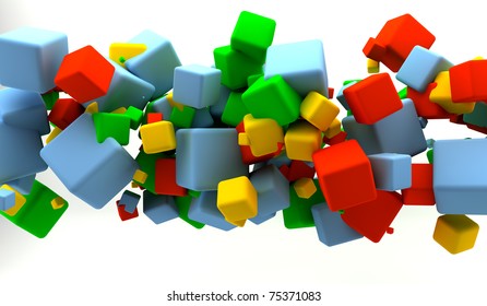 Abstract background with many colored cubes