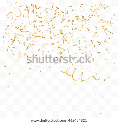 Abstract background with many falling gold tiny confetti pieces. vector background