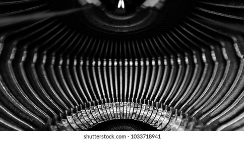 Abstract background with metal part and elements of retro typewriter