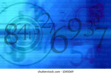 Abstract background pattern of blue superimposed numbers