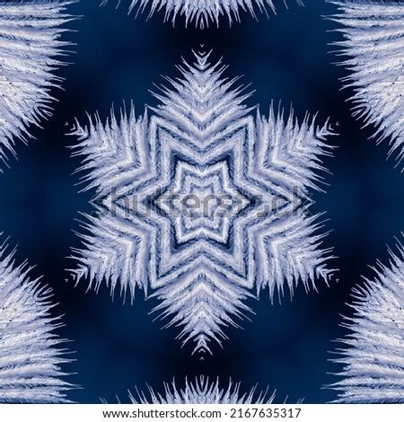 abstract background of pattern of a kaleidoscope. white blue black background fractal mandala. abstract kaleidoscopic arabesque. geometrical ornament christmas snow flake pattern