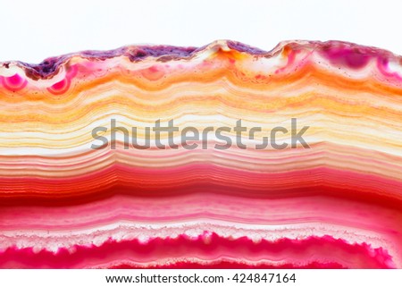 Abstract background - pink agate slice mineral isolated on white background
