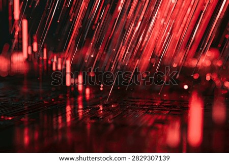 Abstract background with red light streaks and bokeh, creating a sense of motion and depth.