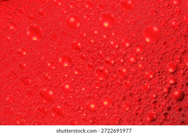 Abstract background red soap macro Colorful artistic of oil drop floating on the water. macro red bubble oil of wallpeper, 