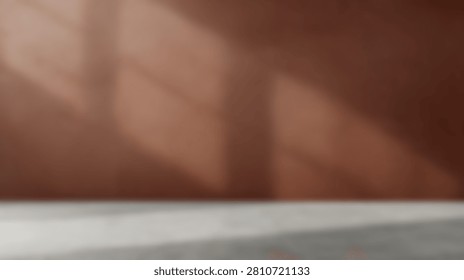 Abstract background with soft light and shadow patterns cast on a textured wall and a light-colored surface.