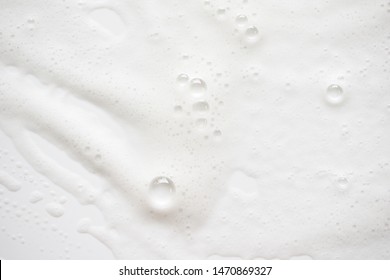 Abstract Background White Soapy Foam Texture. Shampoo Foam With Bubbles