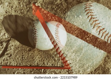 Abstract Baseball Background Of Ball In Dirt For Game.