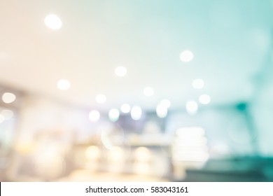 Abstract Beautiful Blurred Shop Background. Interior Clean Cafe Pay Lifestyle New Counter Bar Concept For Banner, Billboard, Mobile Desktop Wallpaper Solution: Idea For Insert Create Text And Number.