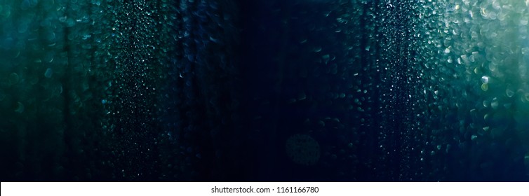 Абстракция Красивый панорамный темно-синий боке огни фон с копированием пространства. Широкоугольные горизонтальные обои или веб-баннер
