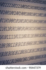 Abstract binary code, shallow depth of field and vignetting