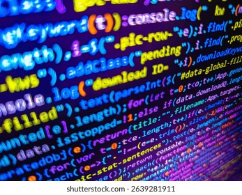 Abstract binary code for technology in blue. 3d rendering. Mix board. Software source code. Abstract background for search job. Blue php. Special characters. Background to programmers job offer.