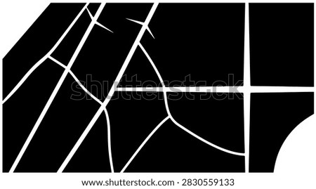 Abstract black architectural structure design with white lines and corner curve