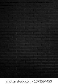 Abstract Black Brick Wall Texture For Pattern Background.