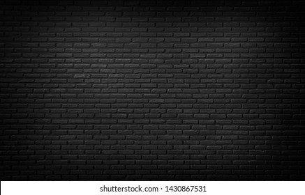 Abstract black brick wall texture for background pattern , brick surface backgrounds. Vintage floor wallpaper. panorama picture.