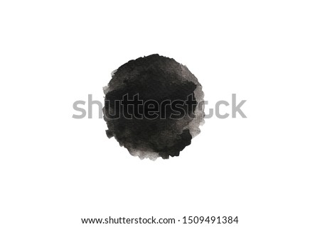 Abstract Black grey watercolor circle shape by hand painting on a white background. Watercolor brush stroke painted.