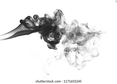 Abstract Black Smoke Isolated On White Background