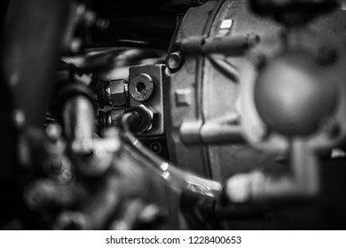 Abstract black and white engine close up background